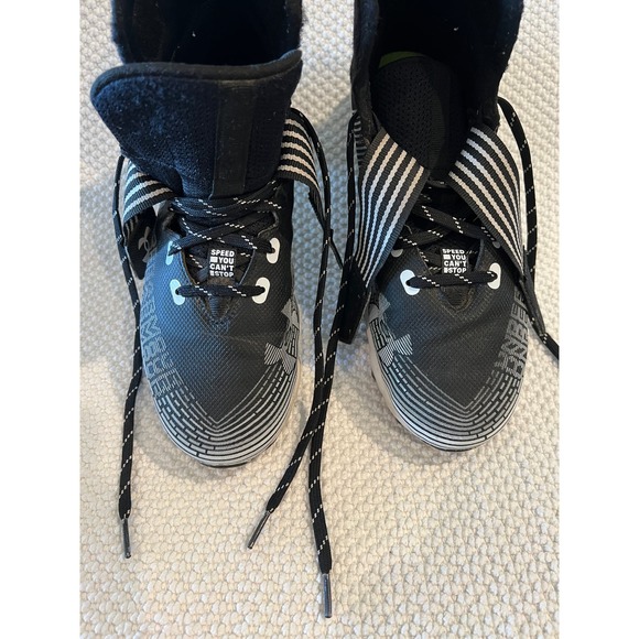 Under Armour Highlight Franchise RM Senior Football Cleats BLK/White Sz 9 - Picture 7 of 9